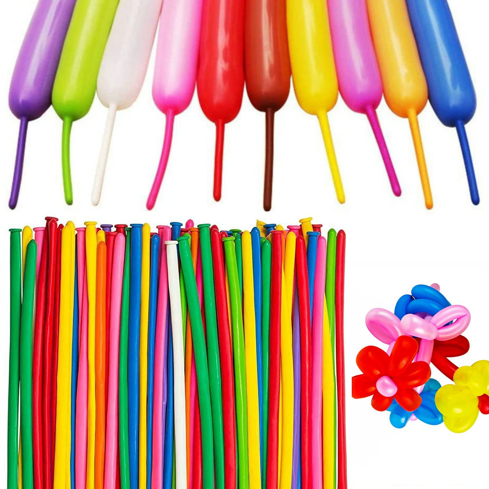 100Pcs Multi 260 Balloons Multi Long Skinny Latex Balloon for Animal Ballons, Premium Quality Balloons for Beginners Baloons Making Kid's Carnivals