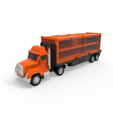 Driven by Battat - Car Carrier Toy Truck - Detachable Trailer and Container - Toy Vehicle Launcher - Compatible with Pocket Series & Tracks - Car