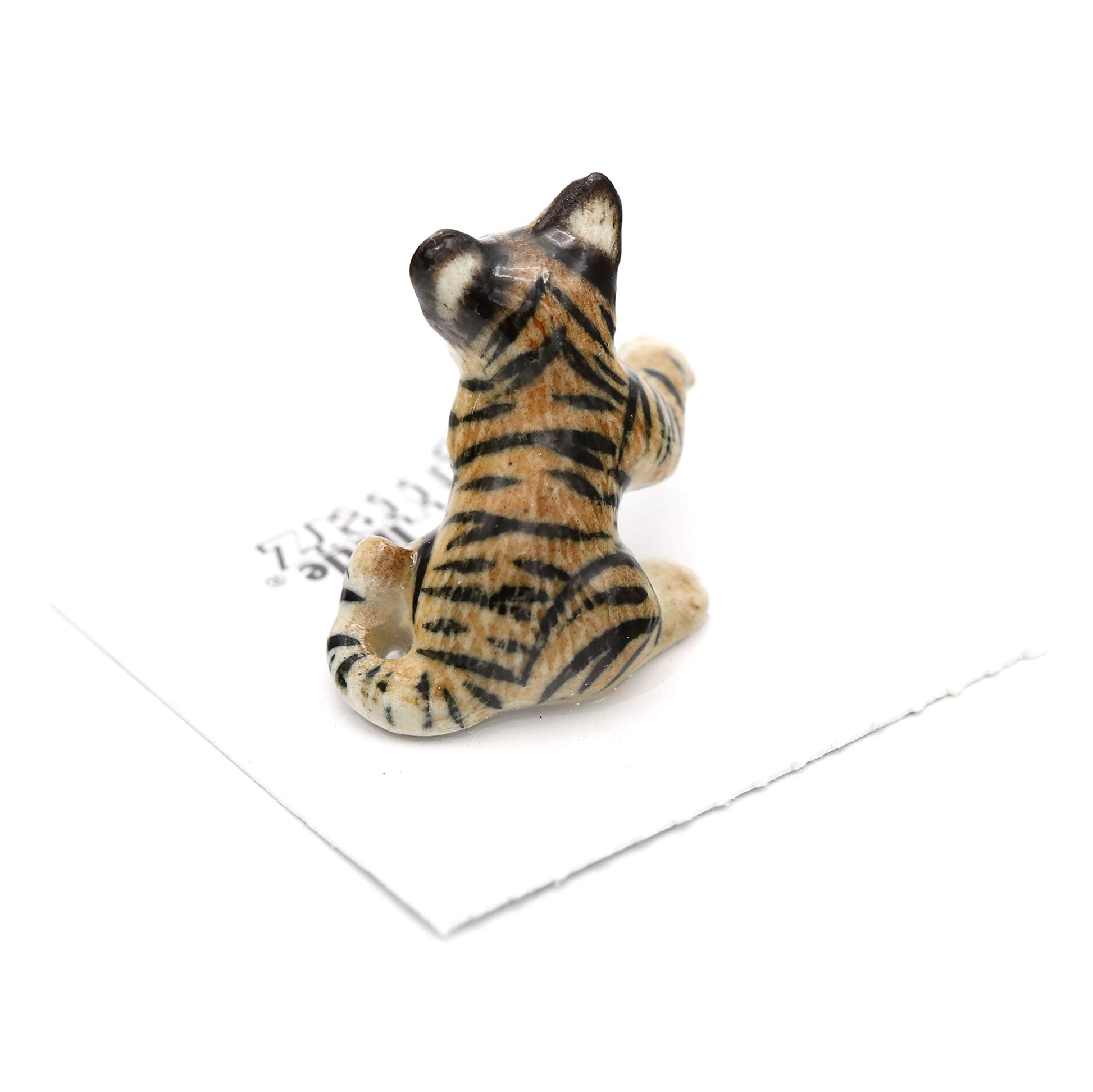 Little Critterz Tiger Cub Decorative Porcelain Display Object “Sneak” - Handcrafted Hand-Painted Adult Home Décor Accent