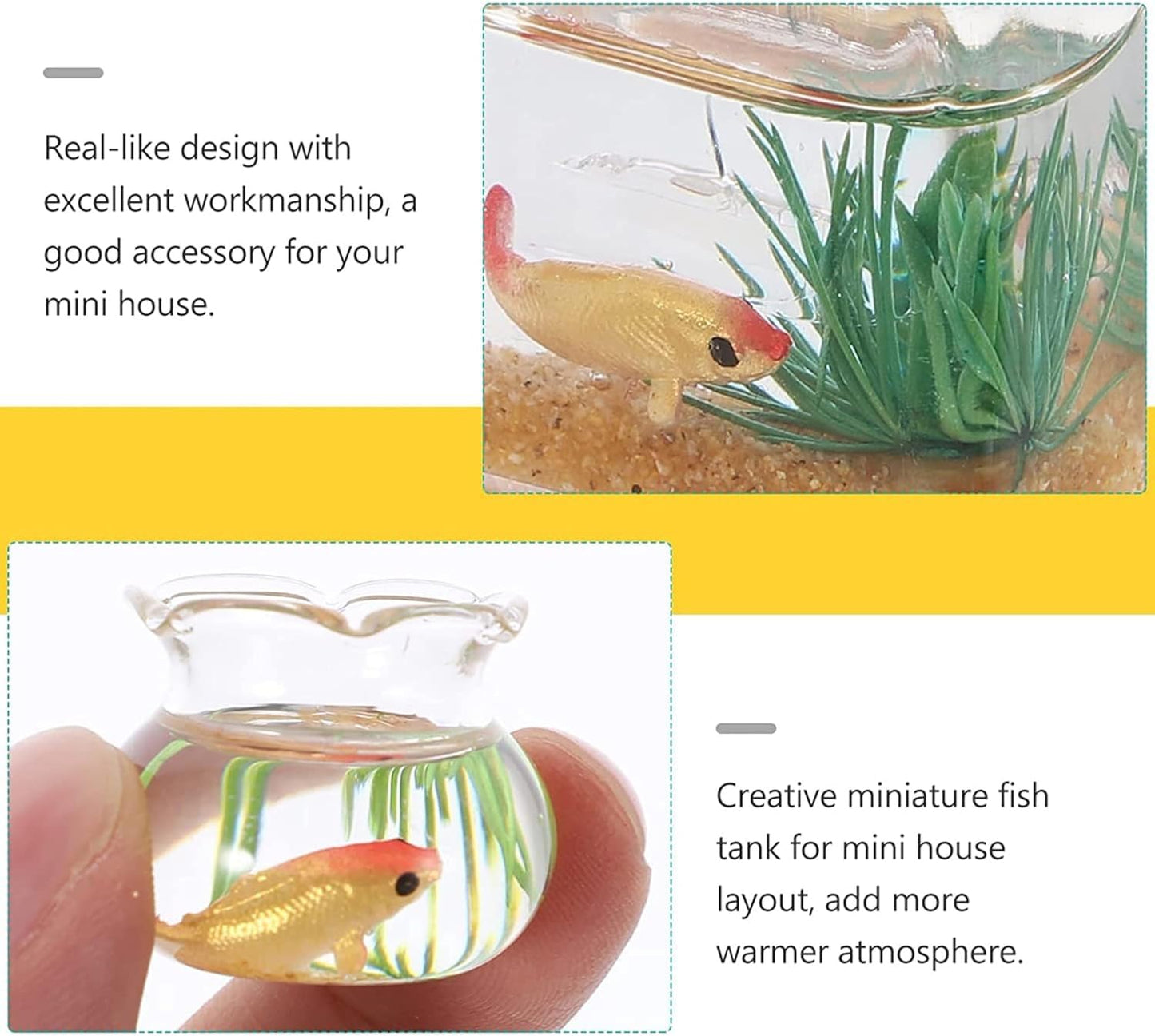 2Pcs 1/12 Scale Accessories Dollhouses Fish Tank?1: 12 Scale Miniature Fish Bowl Miniature Dollhouse Accessories for Garden Scene Decor Desktop