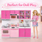 Doll Kitchen Playset for Kids, My Modern Mini Kitchen House Furniture Pretend Play Toy Accessories Set with Realistic Lights & Sounds for Toddlers
