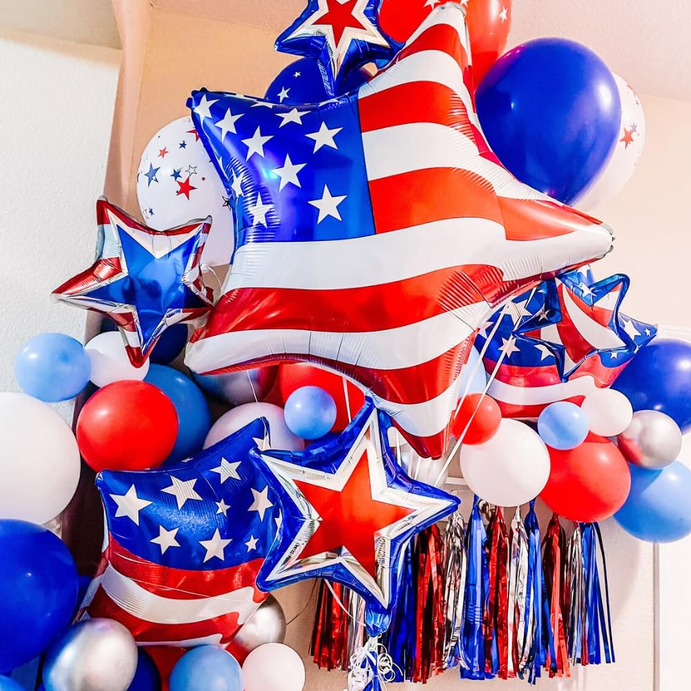 Beaumode 4th july Balloon Arch Garland Kit 139pcs Red White Blue Balloons for Independence Day Memorial Day Patriotic Veterans American Flag Day USA