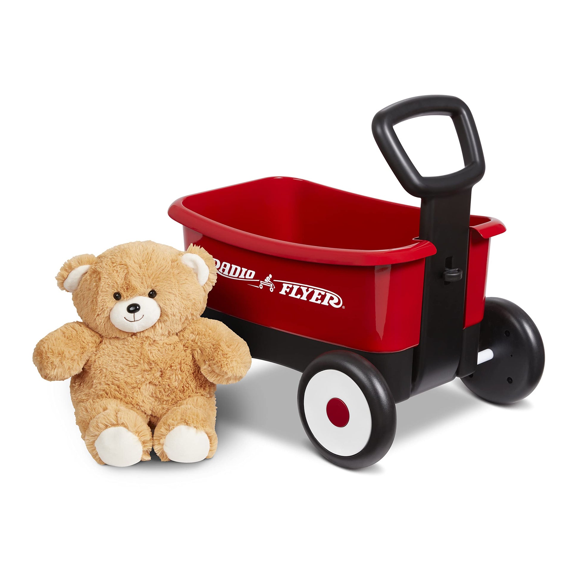 Radio Flyer Push & Pull Walker Wagon with Teddy Bear, Ages 1-4 Years, Red