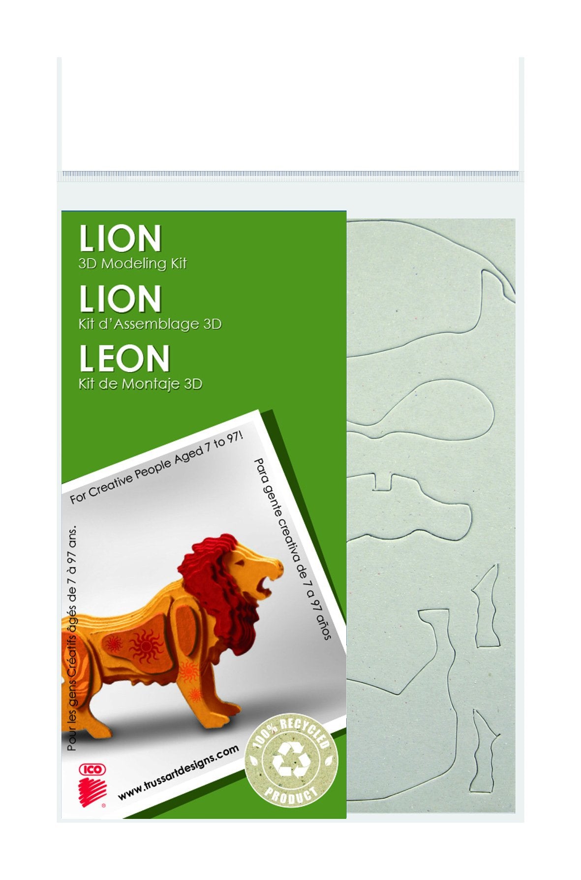 Trussart Designs TruTru Animals Lion 3D European Puzzle Kit ; Arts and Crafts, Model Kit