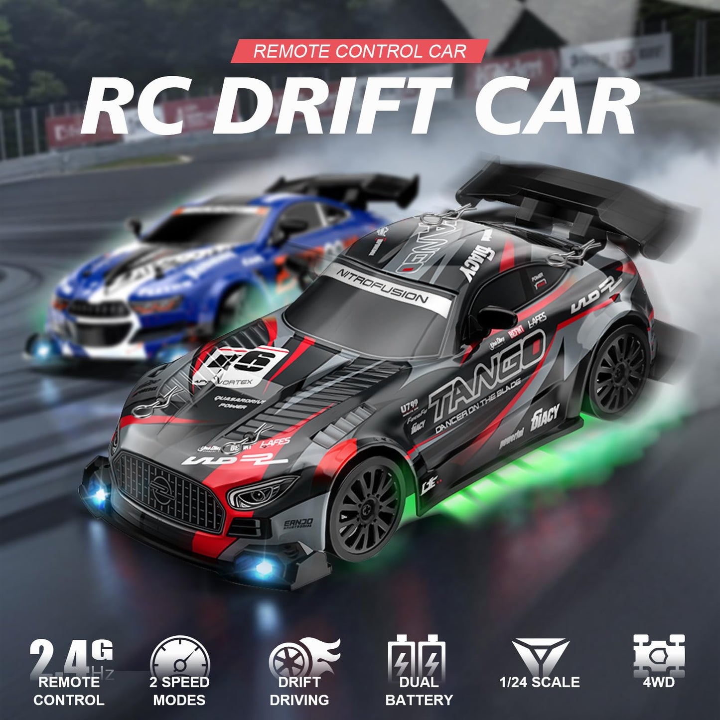 EOQIFJM RC Car for Kids, 1:24 High Speed Remote Control Drift Car