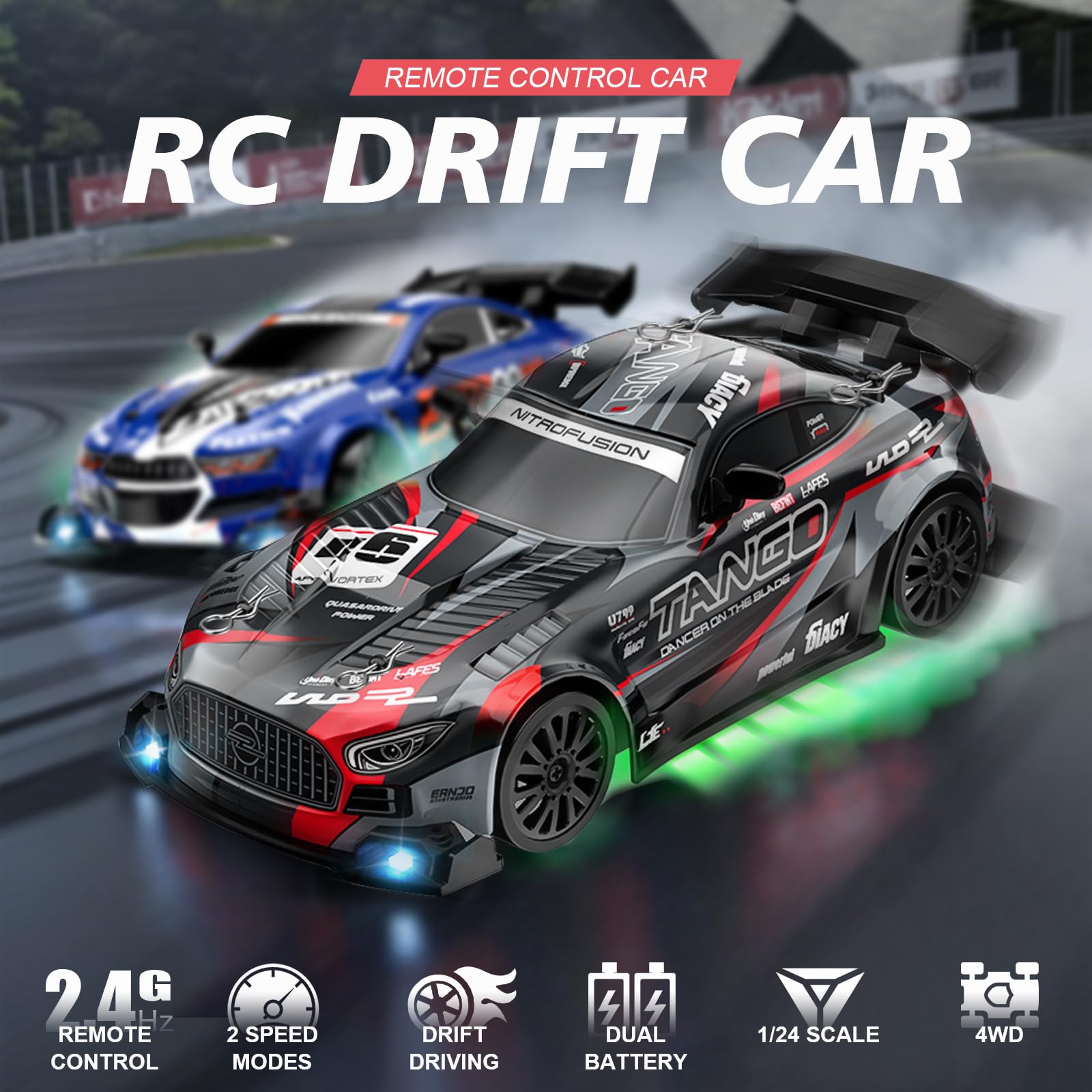 EOQIFJM RC Car for Kids, 1:24 High Speed Remote Control Drift Car