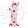 40 Inch Strawberry Number 1 Balloons,Pink Berry First Birthday Balloon with Bow,Large Sweet One Foil Balloon for Girl 1st Birthday