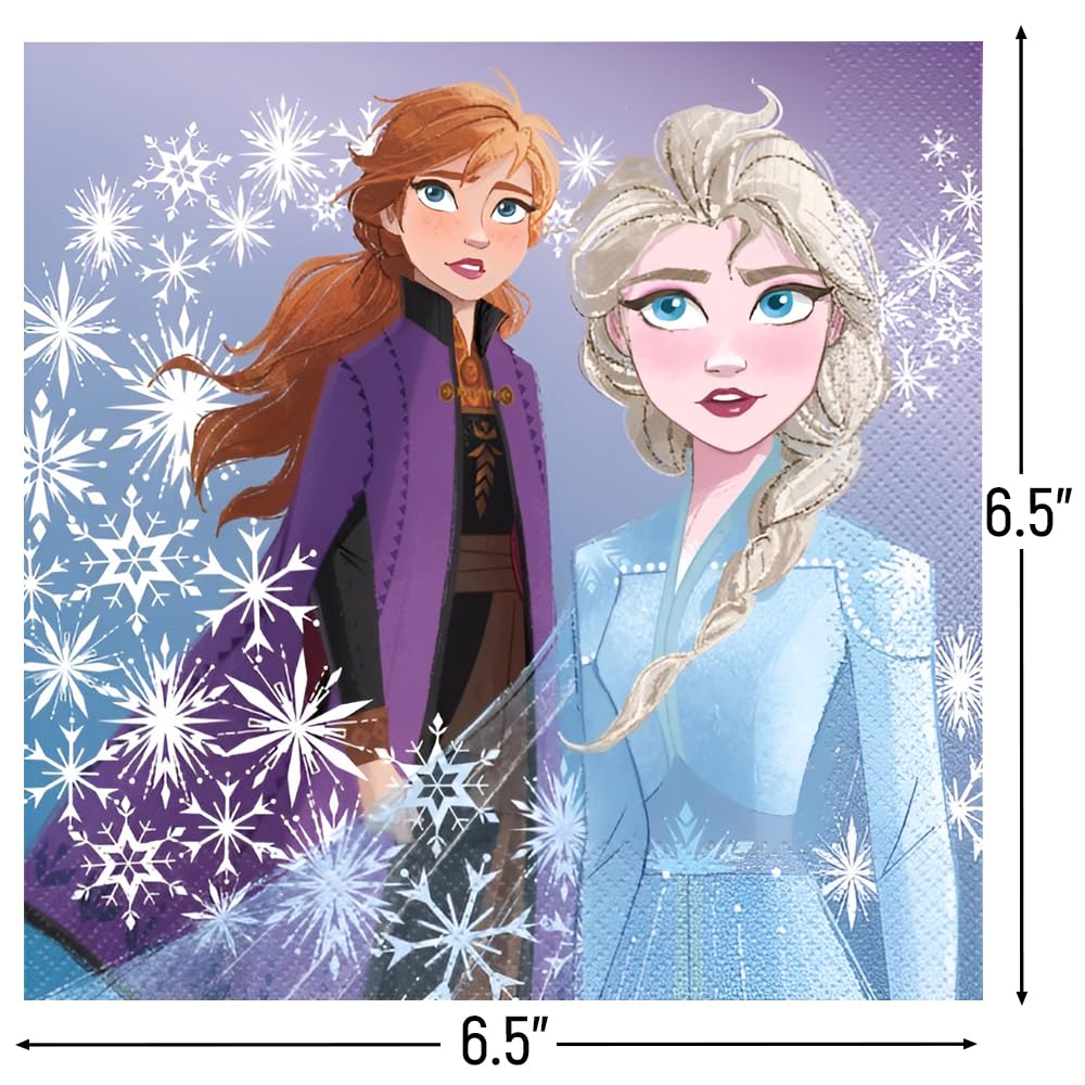 Unique Disney Frozen 2 Themed Luncheon Napkins (Pack of 16) - Vibrant & Eco-Friendly Party Essentials for the Ultimate Frozen Fans