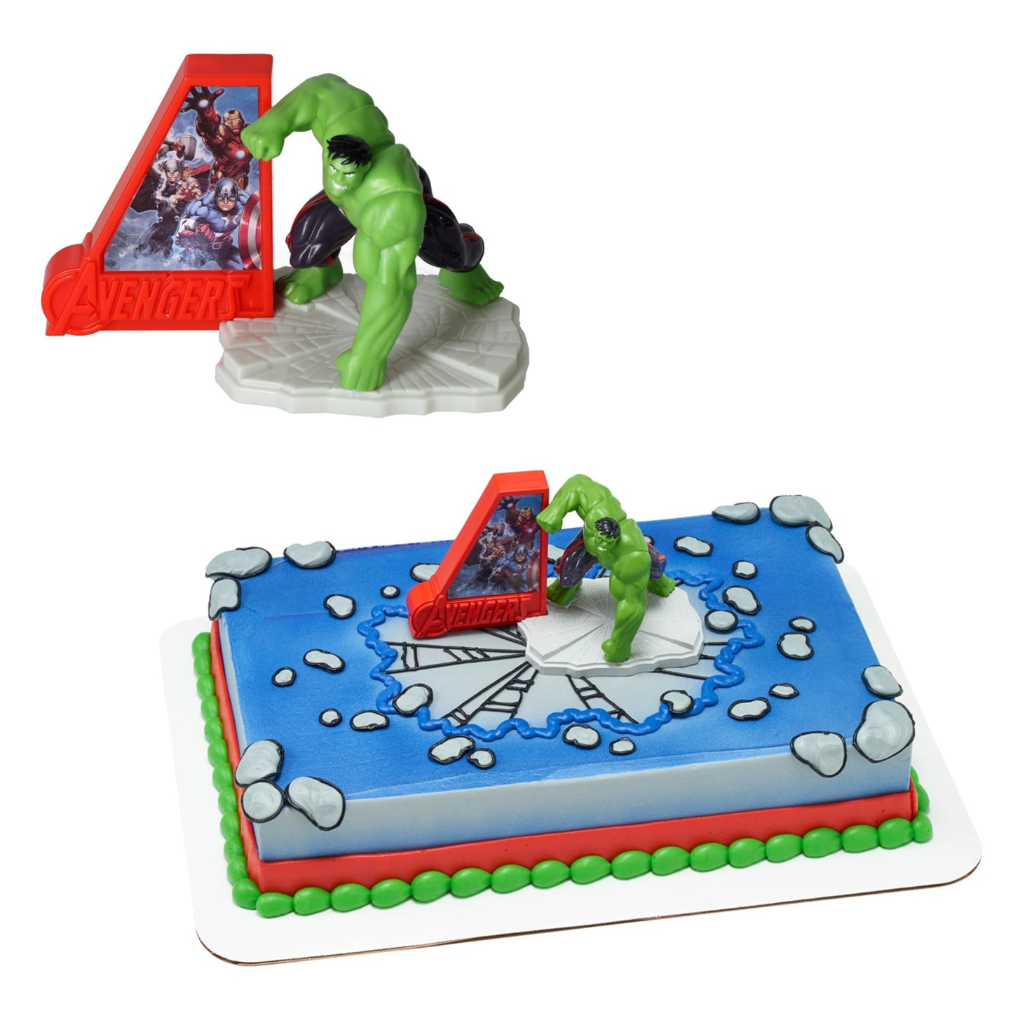 Marvel Avengers Smash! Light Up Cake Topper | Ready To Use Decoration Featuring Marvel's Hulk, Iron Man, Captain America, And Thor - Batteries
