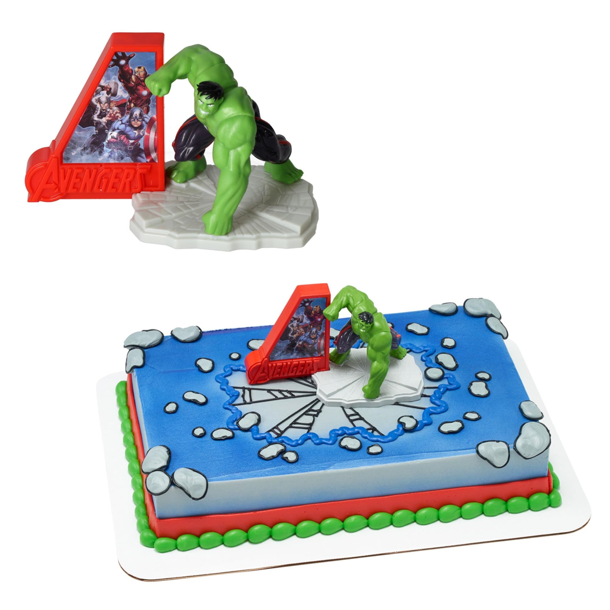 Marvel Avengers Smash! Light Up Cake Topper | Ready To Use Decoration Featuring Marvel's Hulk, Iron Man, Captain America, And Thor - Batteries