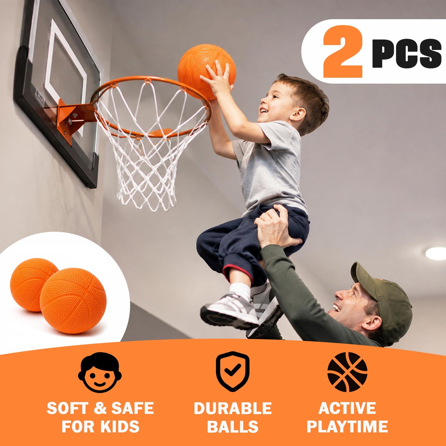 Botabee - Set of 2 Kids Basketball - 6 Inch Mini Rubber Ball for Little Tikes - Toddler Balls for Indoor/Outdoor Play - Ideal Gift Toy for Boys