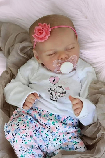 JIZHI Lifelike Reborn Baby Dolls Girl, 17 Inch Real Baby Doll Soft Body Realistic Newborn Vinyl Silicone Baby Doll Full Body Poseable Real Life Baby