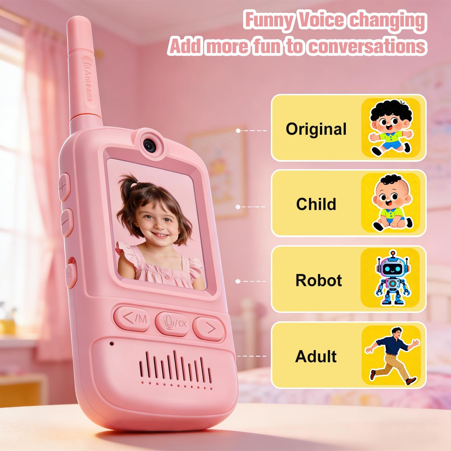Video Walkie Talkies for Kids,Rechargeable Kids Toys 2 Pack,Long Range Radio Walkie Talkies,3-12 Boys and Girls Indoor, Outdoor, Camping, Adventure