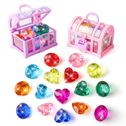 18PCS Diving Gems Pool Toys, Treasure Pirate and Big Colorful Acrylic Diamond Jewels, Diving Underwater Swimming Gift Toys for Kids.
