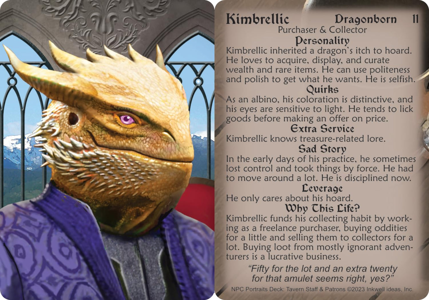 Inkwell Ideas NPC Portraits Deck Tavern Staff & Patrons