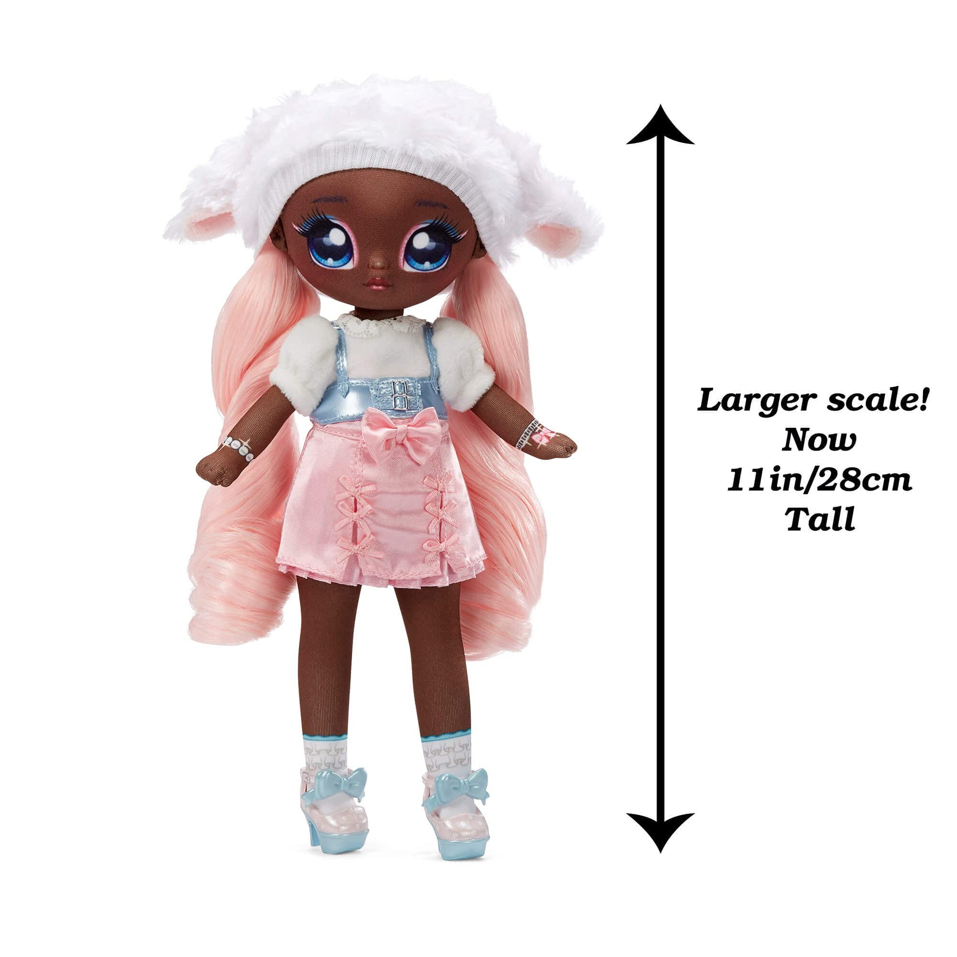 Na Na Na Surprise 11" Fashion Doll Lila Lamb, Soft, Poseable, Pink Hair, Adorable Animal-Inspired Lamb Hat Outfit & Accessories, Gift for Kids, Toy