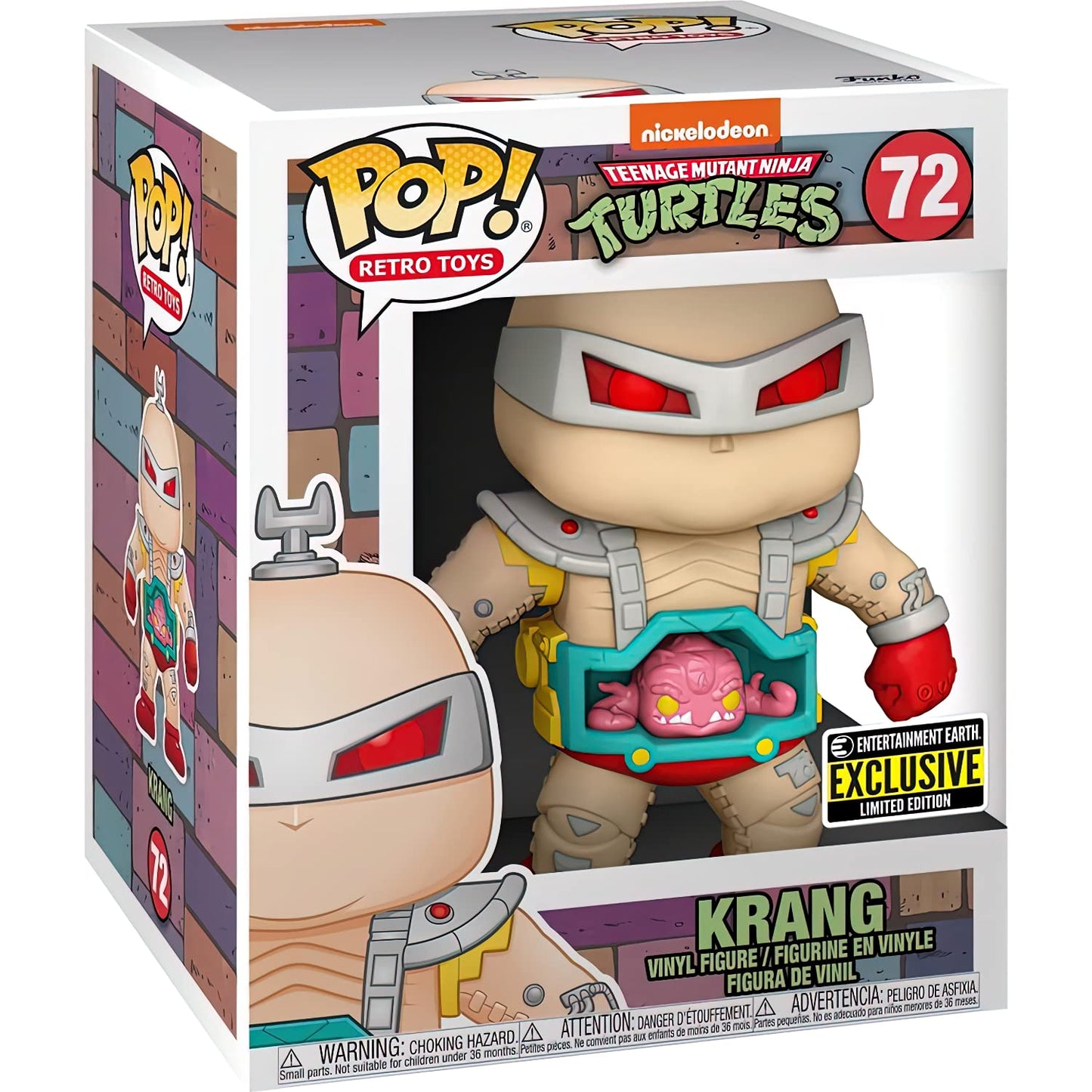 Funko Krang (EE Exc): 6in Fun ko P o p ! Retro Toys Vinyl Figurine Bundle with 1 Compatible Protector (072 - 51406 - B)