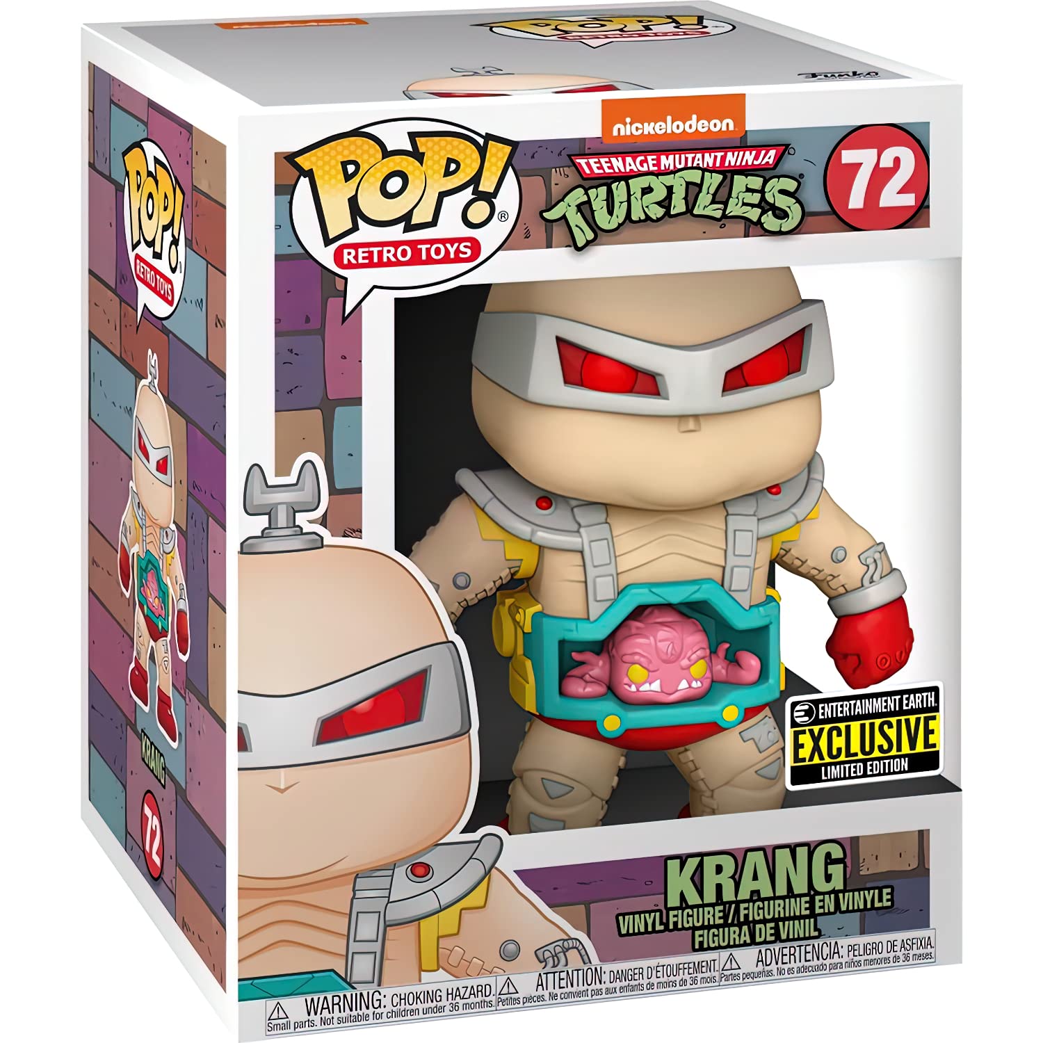 Funko Krang (EE Exc): 6in Fun ko P o p ! Retro Toys Vinyl Figurine Bundle with 1 Compatible Protector (072 - 51406 - B)