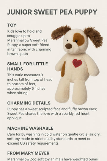 Mary Meyer Stuffed Animal Marshmallow Zoo Huggable Plush Soft Toy, 9-Inches, Junior Sweet Pea Puppy