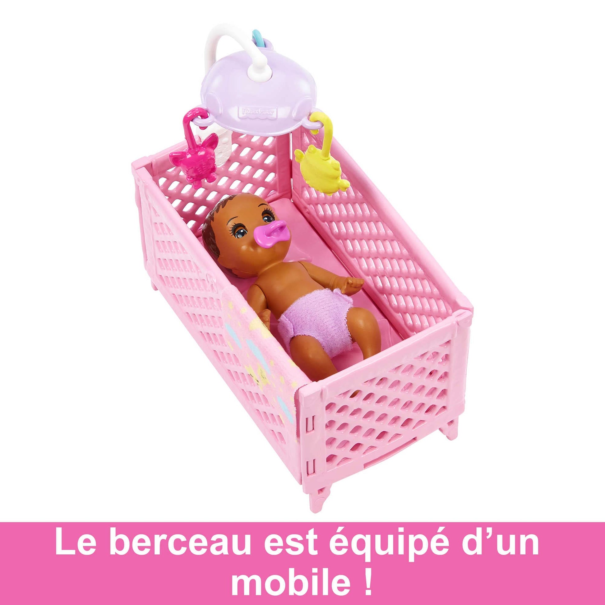 Barbie Skipper Babysitters, Inc. Crib Playset with Doll, Baby Doll with Sleepy Eyes, Furniture & Accessories