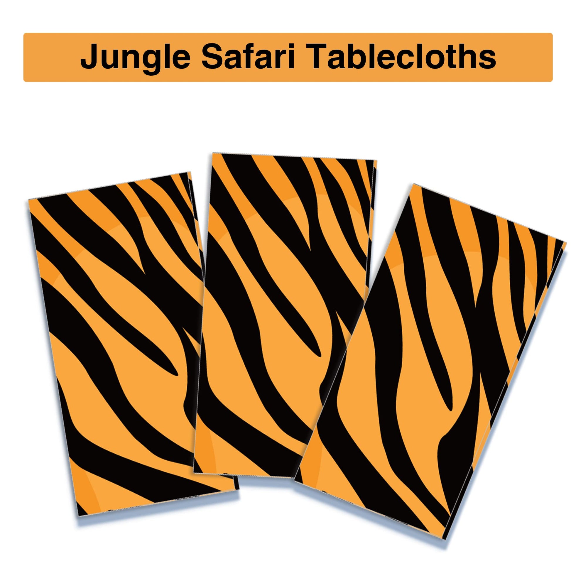 Adirasenotek 3Pack Tiger Stripe Tablecloths Party Decoration Animal Theme Tablecloths Jungle Table Cover 3D Print Table Cover for Jungle Party
