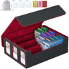 SENVINI 3-Row Trading Card Storage Box, Bulk Cards Case for 2400+ Mtg tcg Magic Playing Game Card Organizer, Commander Deck Box with 3 Supports & 24