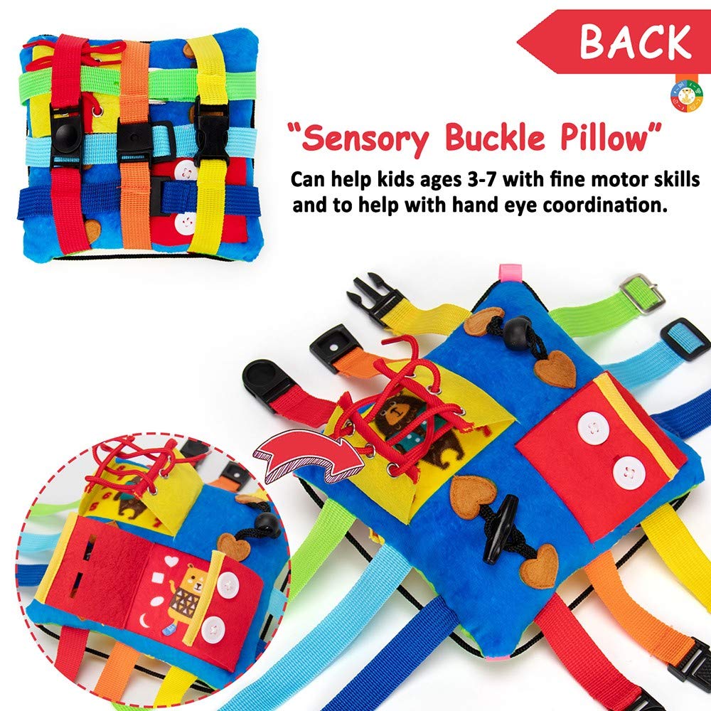 teytoy Sensory Buckle Pillow Toys for Toddlers,Travel Toys for Toddlers 1-3 Learning Fine Motor Skill & Problem Solving,Montessori Sensory Fidgets