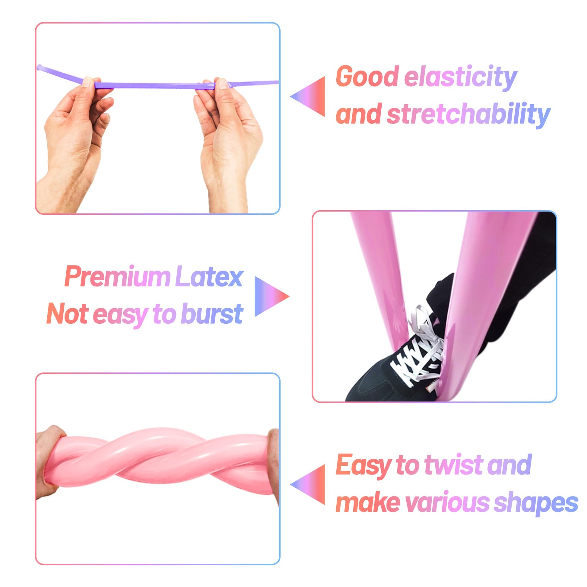 LXZFCRG Long Balloons with Pump, Premium Latex Twisting Balloons animal kit, Birthday Gifts for Girls and Boys Arts and Crafts Pastel Color 100Pcs
