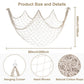 80x40 Inch Fishing Net Decor, 3mm Beige Natural Cotton Large Decorative Fish Netting Table Runner, Wall Ceiling Halloween Party Decorations for Pirate
