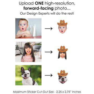 Big Dot of Happiness Custom Photo My First Rodeo - Little Cowboy 1st Birthday Party Favors - Fun Face Cut-Out Stickers - Set of 24