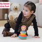 Jasey's Toy Chest Wooden Lion Stacking Rings | 7-Piece Wooden Stacker Toy with Colorful Rings & Lion Topper | Educational Toy for Toddlers Ages 12+