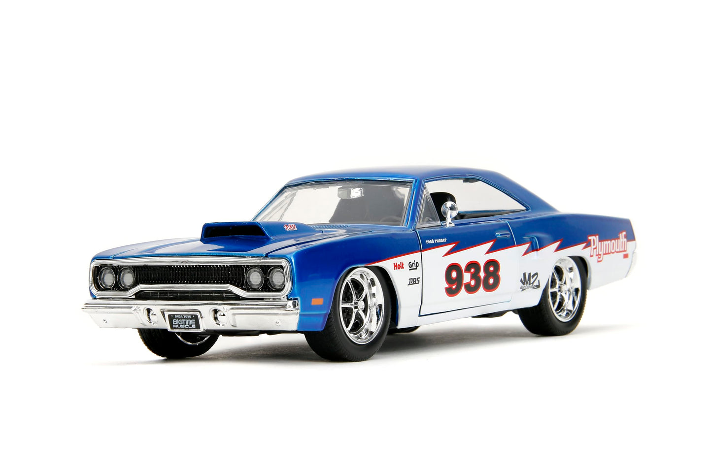 Jada Big Time Muscle 1:24 1970 Plymouth Roadrunner Die-Cast Car, Toys for Kids and Adults(Candy Blue/White)