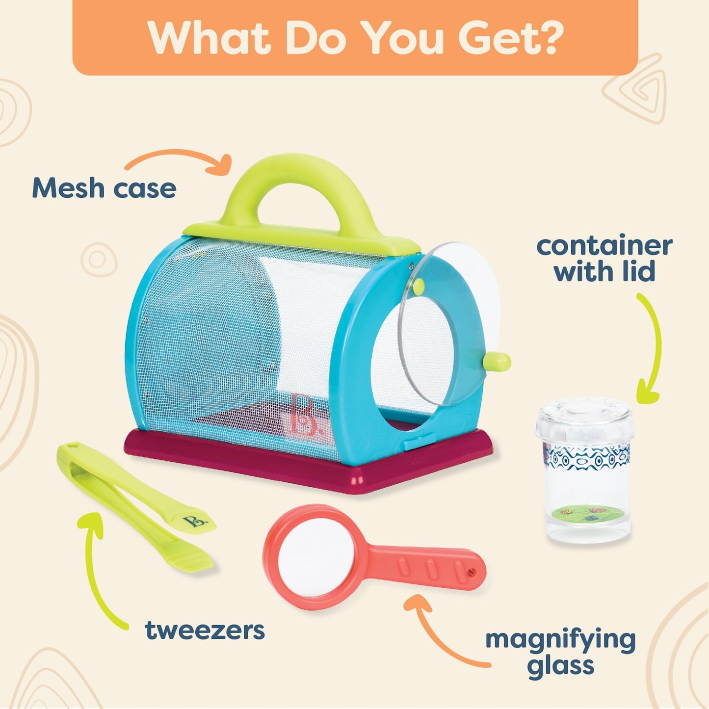 B. toys Bug Bungalow Bug Catching Kit with Mesh Bug House Case, Summer
