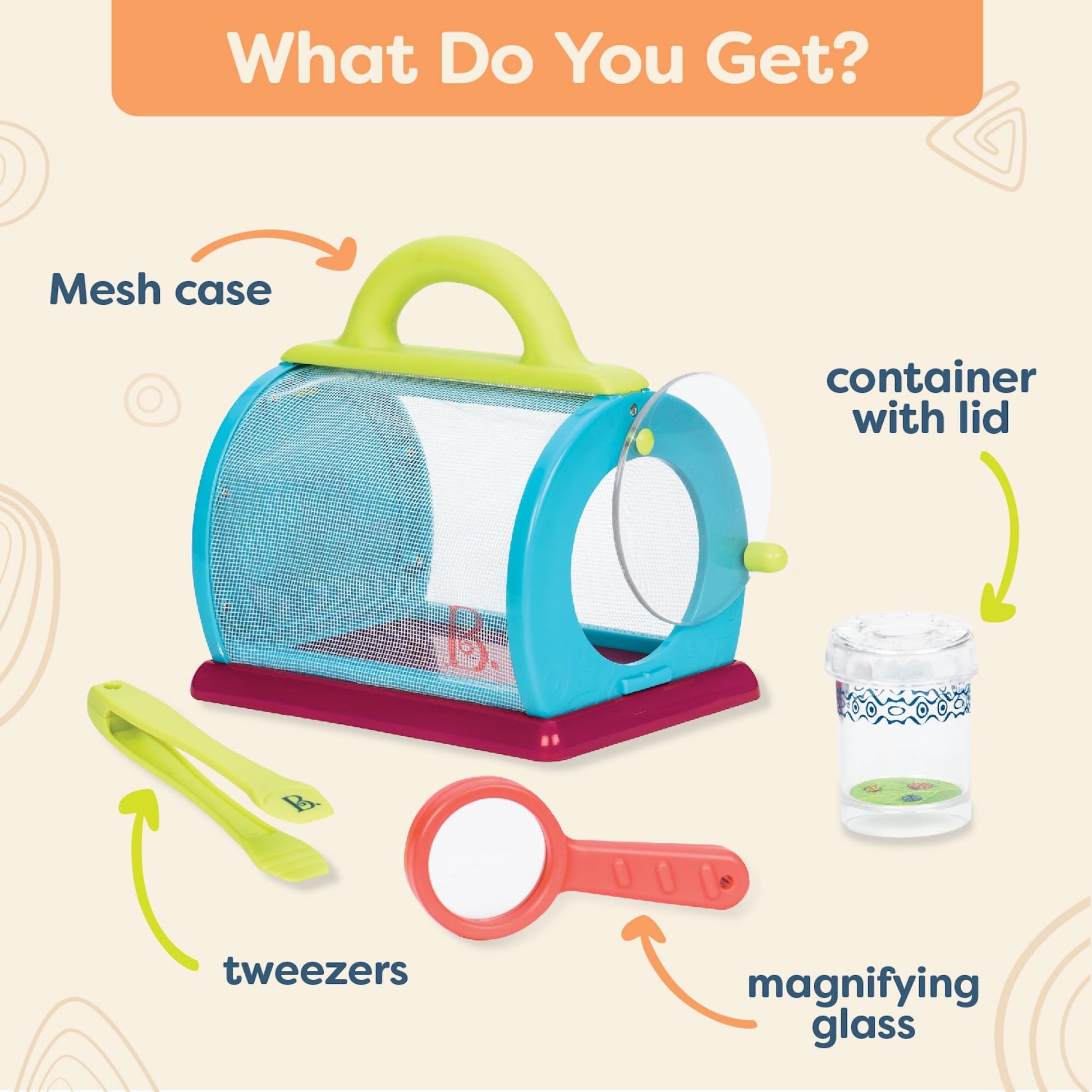 B. toys Bug Bungalow Bug Catching Kit with Mesh Bug House Case, Summer
