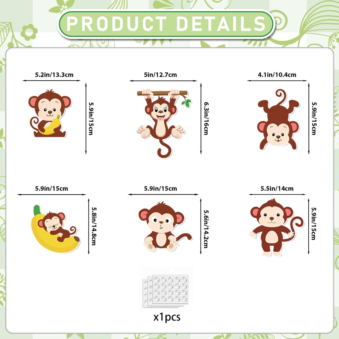 Monkey Birthday Decorations Monkey Birthday Banner Hanging Swirls Stickers Monkey Party Decorations Banana Birthday Decorations Monkey Monkey Decor