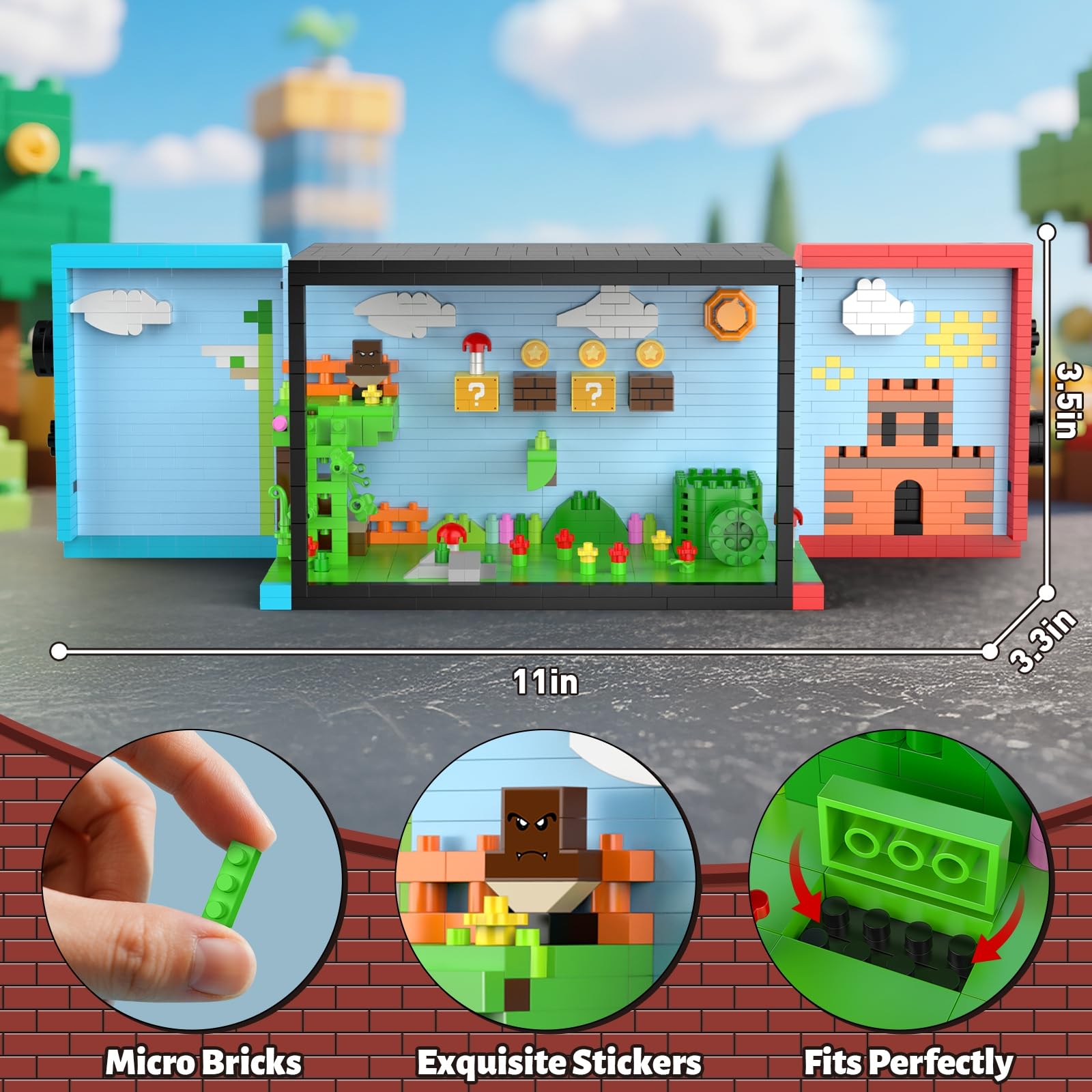 Vziimo Super Player Game Building Sets,Cool Building Blocks Kits for Adults, Openable and Closed 3D Anime Scene Model Creative Idea Gift for Teens 14+