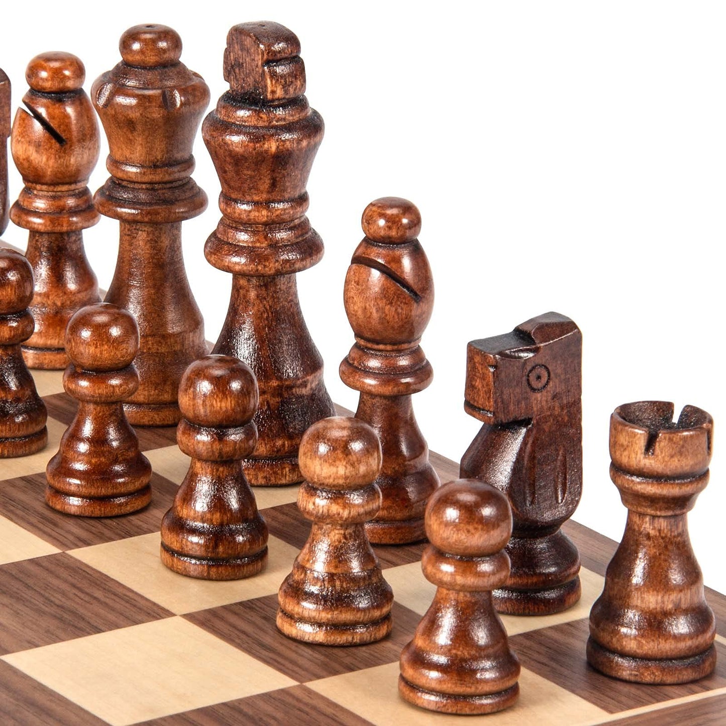 AMEROUS Wooden Chess Pieces Only, 32 Pieses / 3.05" King/Storage Bag/Gift Package, Standard Tournamen Staunton Wood Chessmen for Chessboard