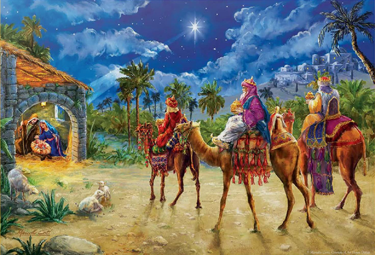 SUNSOUT INC - Journey of the Magi - 550 pc Jigsaw Puzzle by Artist: Marcello Corti - Finished Size 15" x 24" Christmas - MPN# 60602