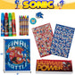 Sonic The Hedgehog Kids Coloring Art and Sticker Set, 30 Pcs. School & Craft Supplies with Pencil Case