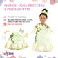 Emily Rose 18 Inch Doll Clothes 5-PC Princess Gown Halloween Costume Dress and Accessories Set with Crown, Necklace, Gloves and Matching Shoes | Doll