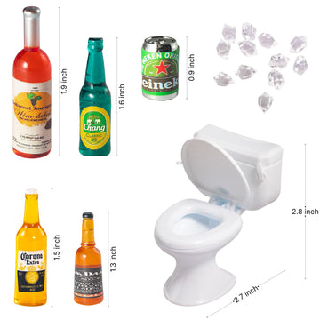 SAMCAMI 21st Birthday Cake Topper, Mini Alcohol Bottles and Mini Toilet, Miniature Things, Miniature Dollhouse Accessories