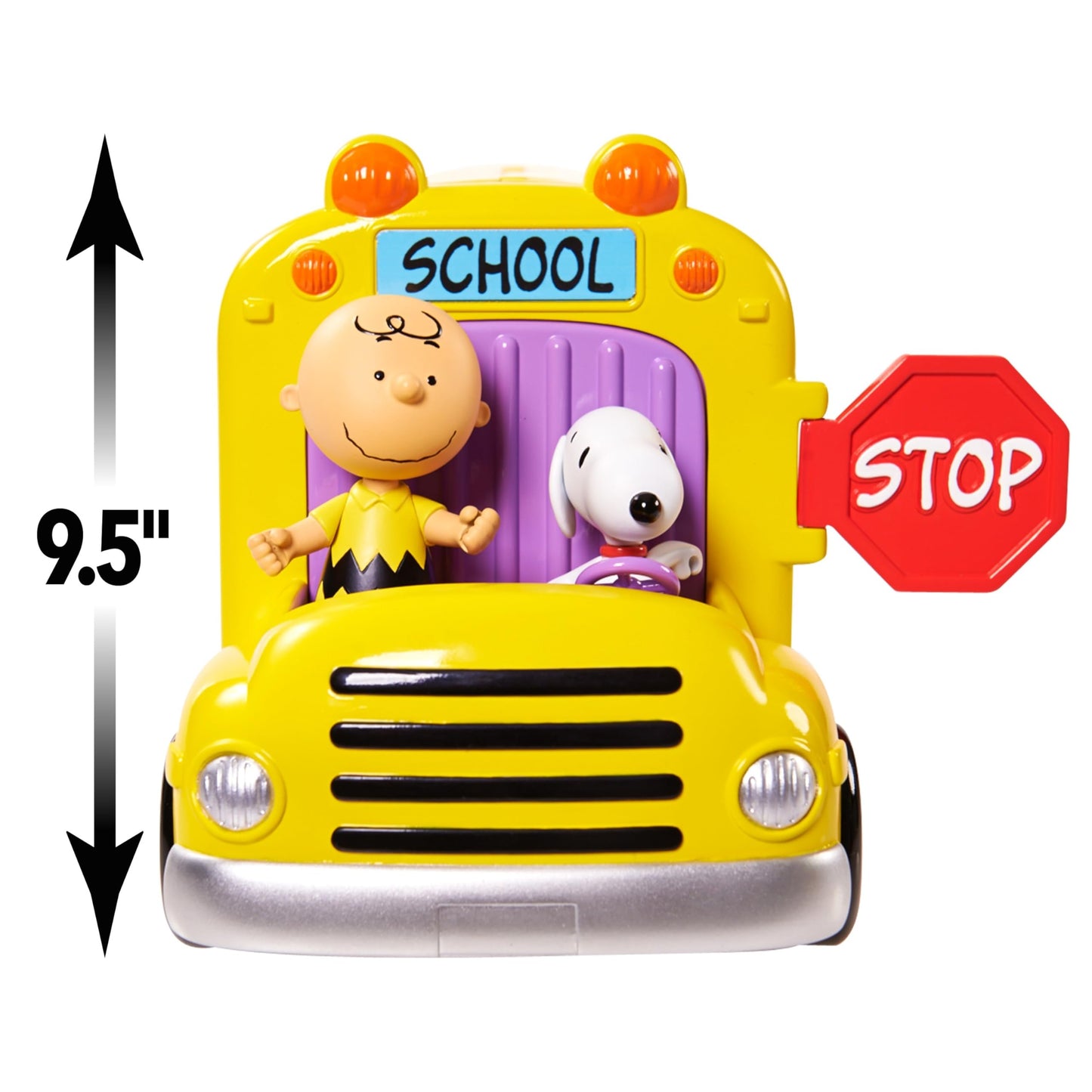 Peanuts Charlie Brown's Interactive School Bus Toy, 11-Pieces, Includes Charlie Brown, Sally, and Snoopy Figures, Toy for Fans, Boys, Girls, Kids