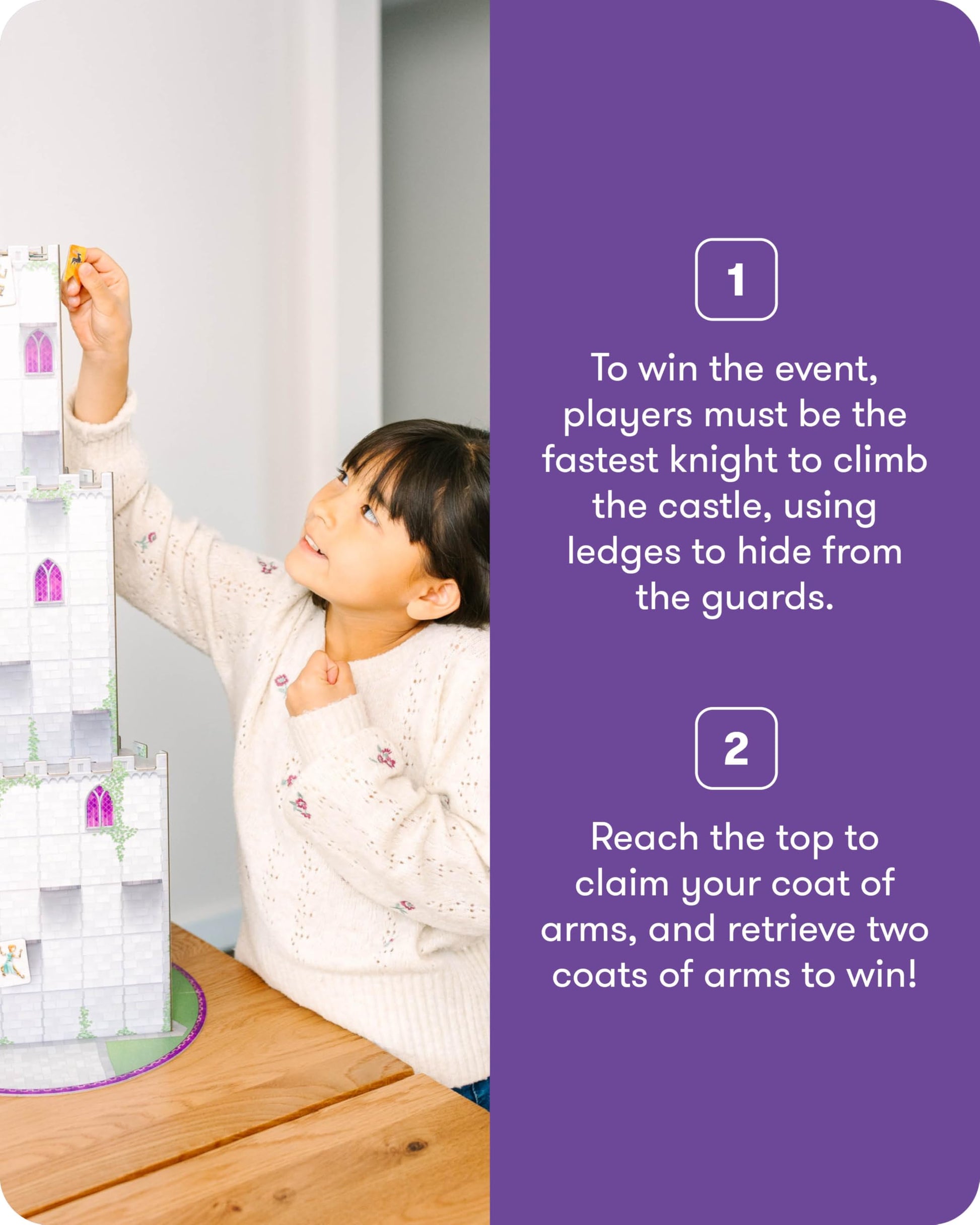 SimplyFun The Climbing Knights - Exciting Castle Climbing Strategy Board Game - Fine Motor Skills - Educational Fun with Magnetic Knights, Guard
