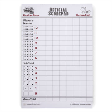 Yellow Mountain Imports 3-Pack Mexican Train and Chicken Foot Dominoes Scorepad - 180 Sheets