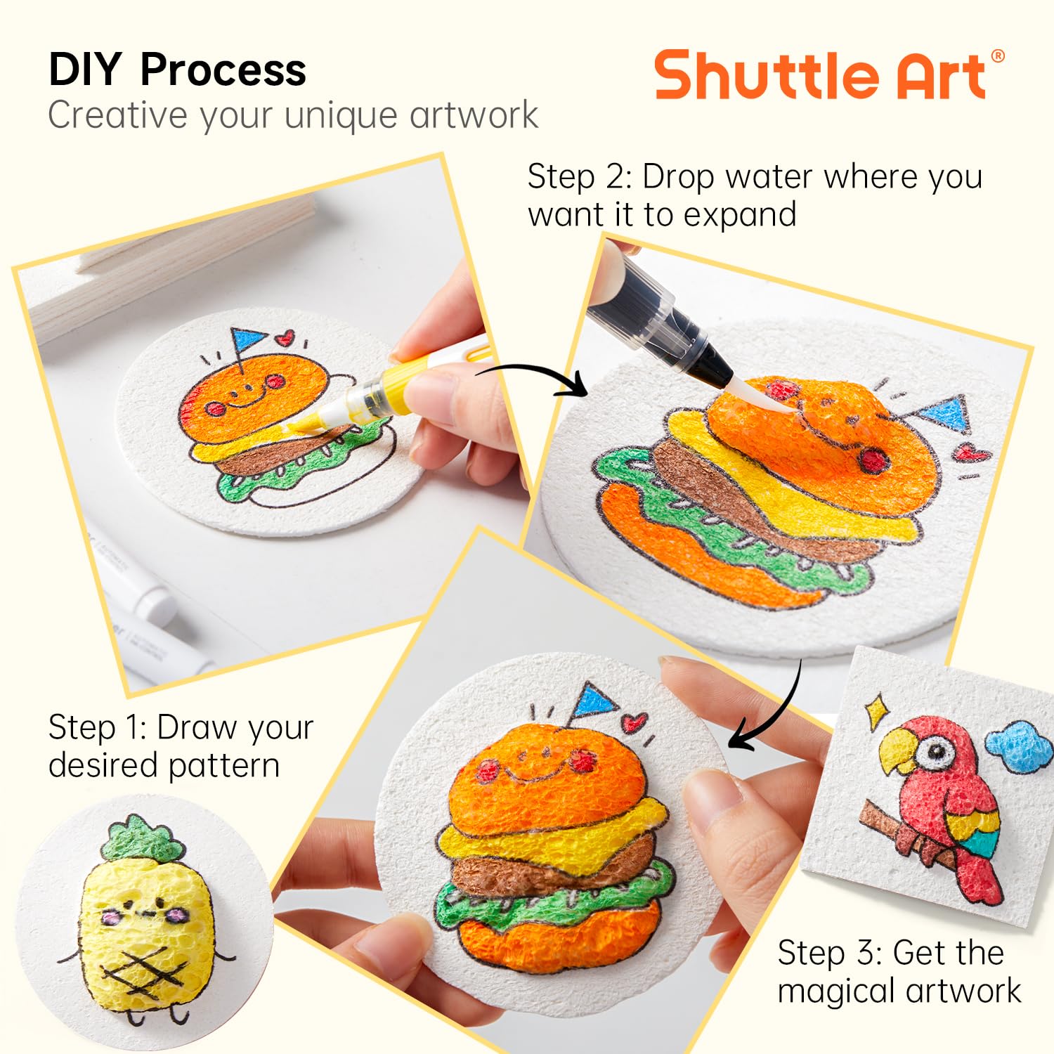 Shuttle Art 68 Pcs Magic Foam Texture Painting Refill Paper Kit - 60 Sheets of Upgraded Foam Texture Paper for a Magical 3D Effect