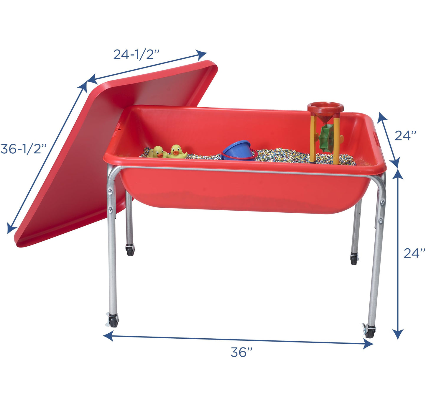 Children's Factory Water Table and Lid Set, Red Sensory Table for Kids, 24"