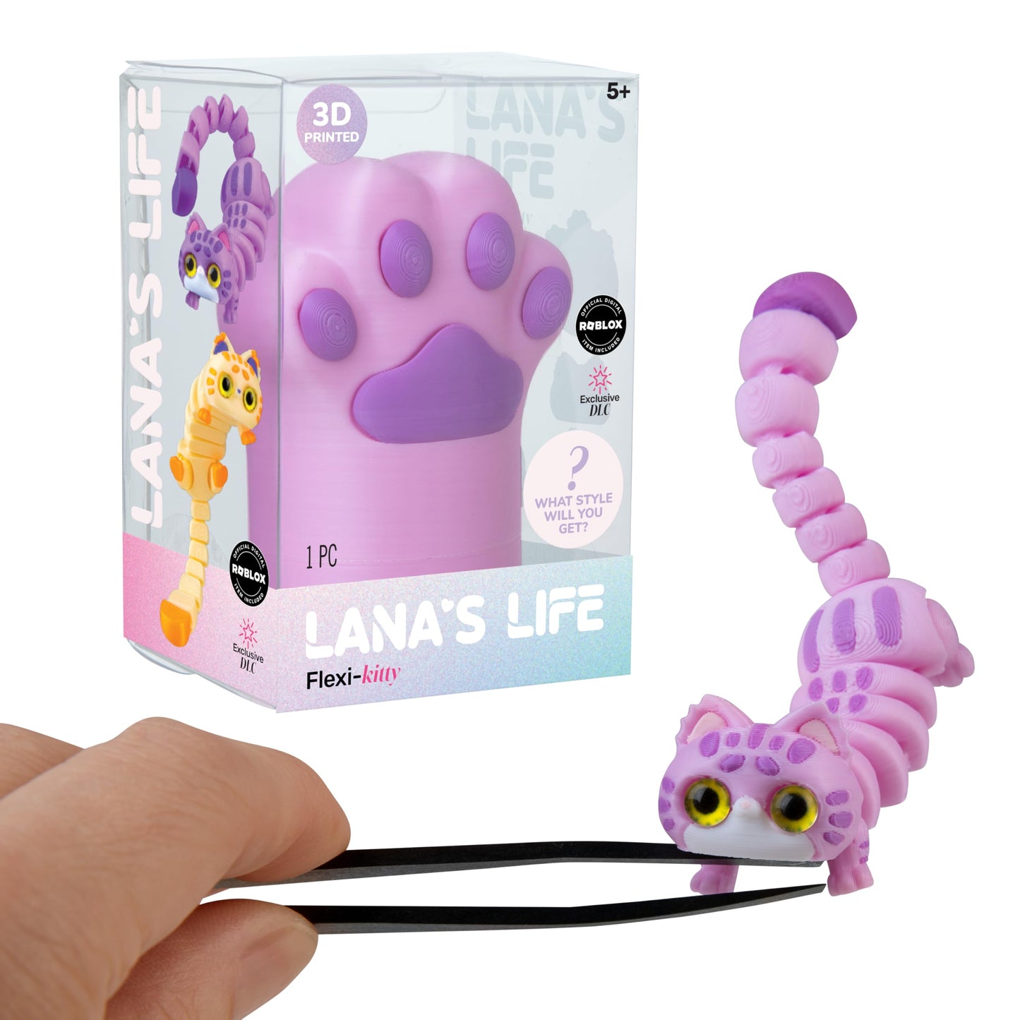 Lana's Life 3D Printed Flexi-Kitty Blind Box Cat Paw (Purple) - 1 Individual Purple Paw Containing 1 Randomly Assorted Collectible 3D Printed Flexible