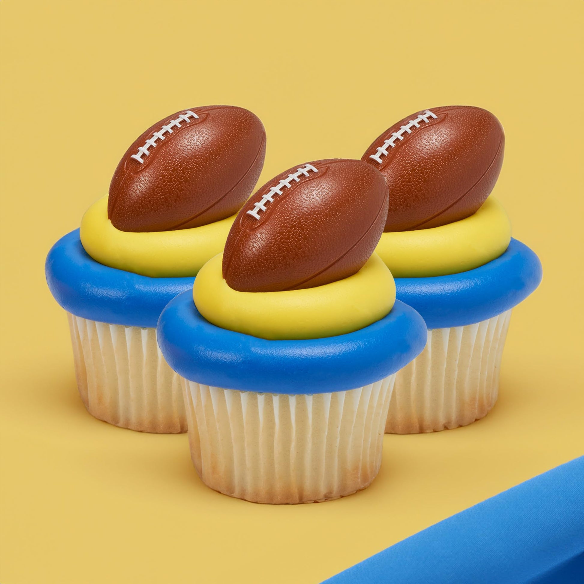 DECOPAC 3D Football Rings, Cupcake Decorations, Food Safe Cake Toppers - 24 Pack