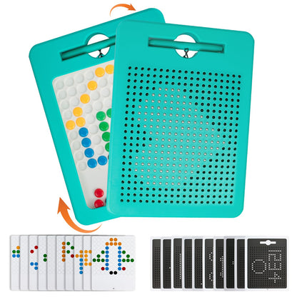 Kkogleam 2-in-1 Double-Sided Magnetic Drawing Board for Kids& Toddlers Magnet Doodle Board with Beads, Magnetic Tablet Toy for Airplane & Car Ride