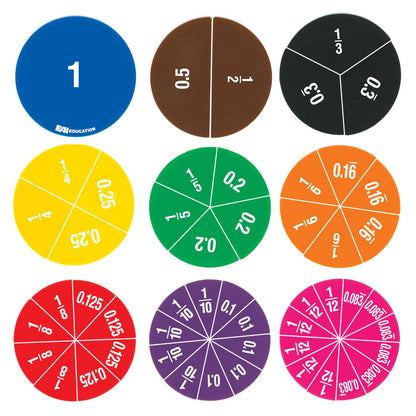 EAI Education Double-Sided Fraction/Decimal Circles - Set of 51